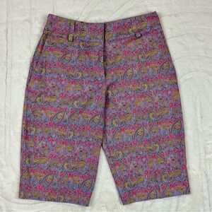 Nike Golf Fit Dry Bermuda Gold Shorts Sport Paisley Floral Flowers All over Sz 4